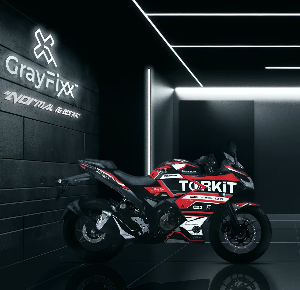 Torkit Edition Red Full Body Sticker For Gixxer SF 250 | Made In Premium Gloss With FPF(Fade Protection Film), Water Proof, Precut Sticker, Pack Of 1 For Both Side